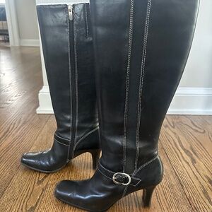 Anne Klein Black Leather Boots 7 1/2 M